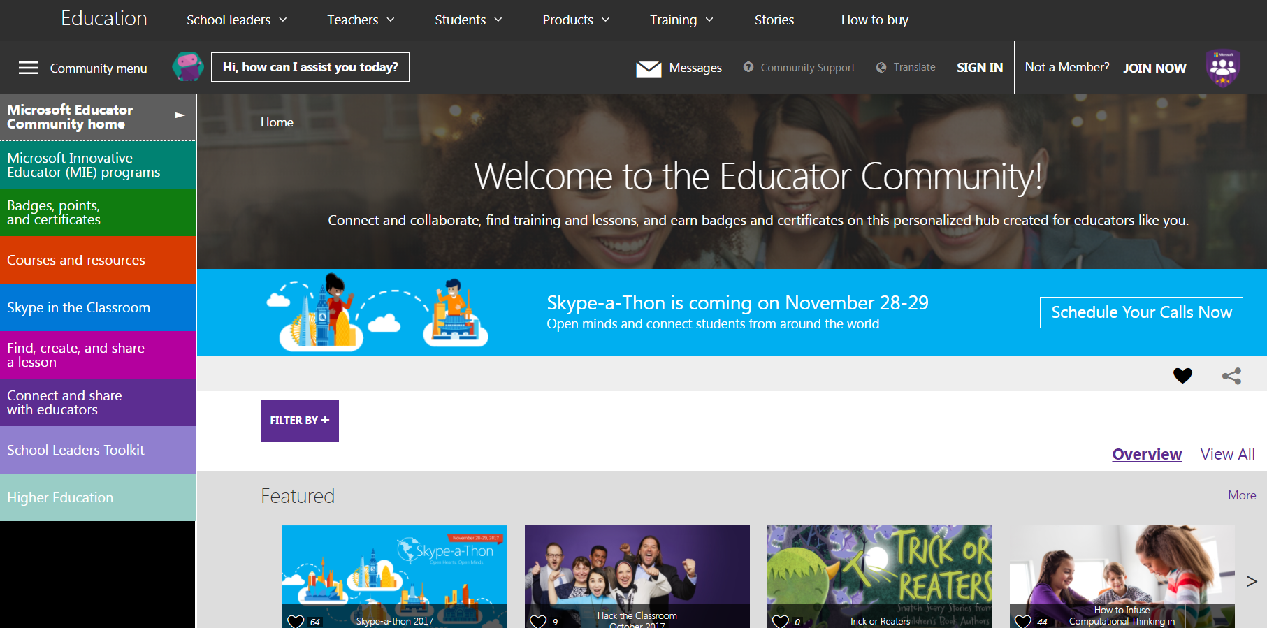 Microsoft Educator Community website